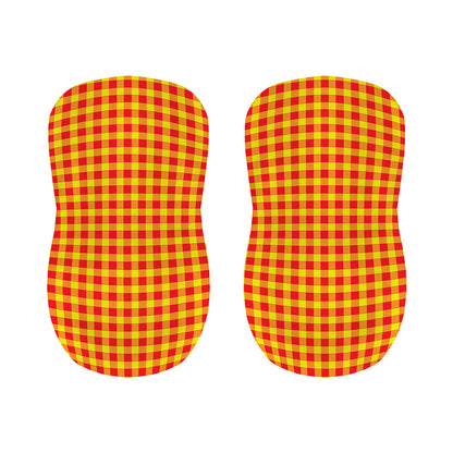 Red And Yellow Check Pattern Print Bar Stool Covers