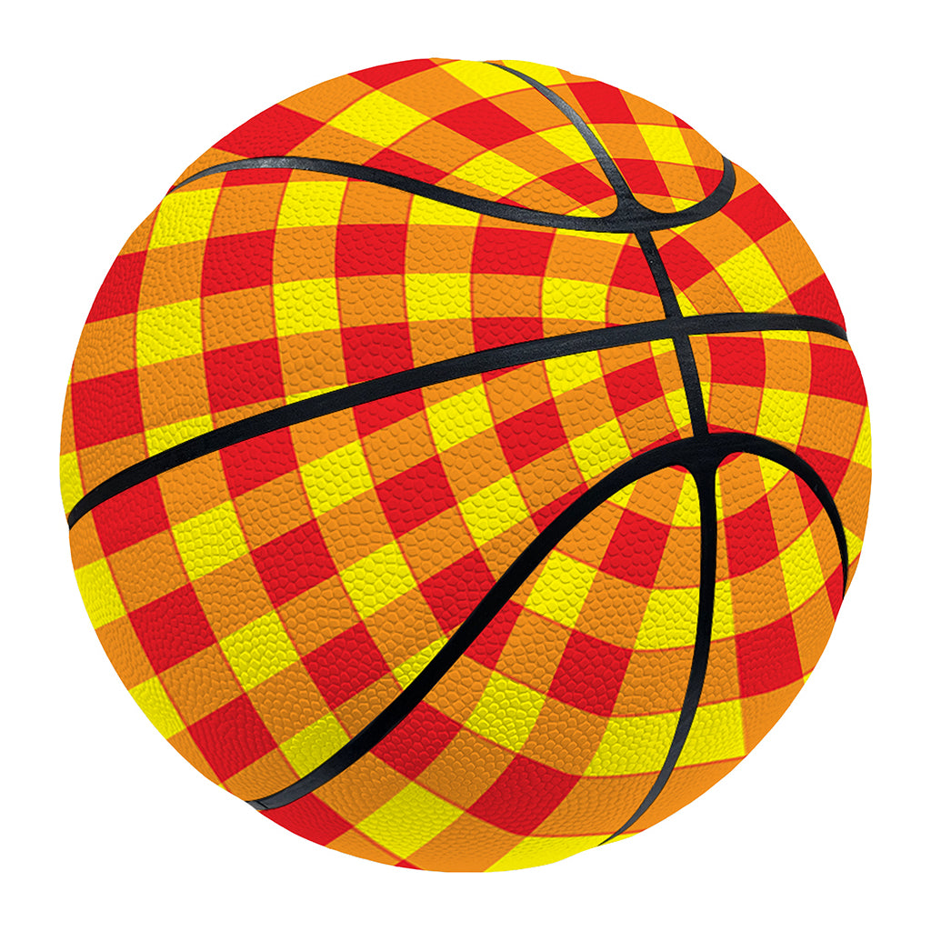 Red And Yellow Check Pattern Print Basketball