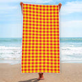 Red And Yellow Check Pattern Print Beach Towel