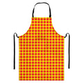 Red And Yellow Check Pattern Print Bib Apron With Pocket