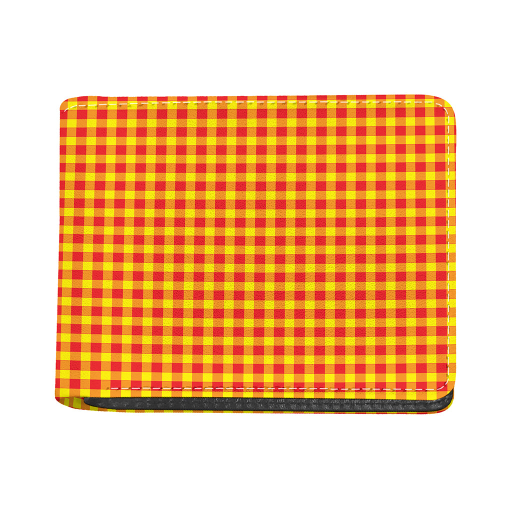 Red And Yellow Check Pattern Print Bifold Wallet