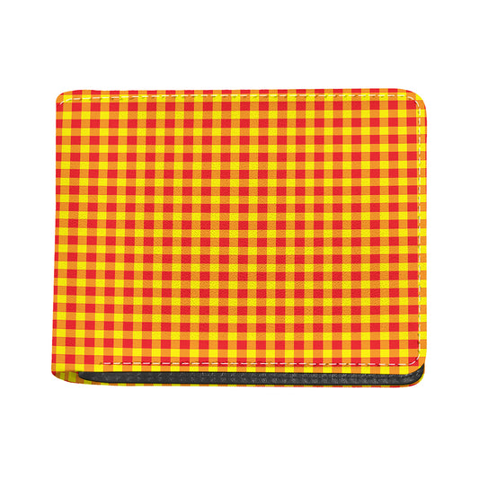 Red And Yellow Check Pattern Print Bifold Wallet