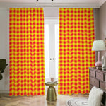 Red And Yellow Check Pattern Print Blackout Pencil Pleat Curtains