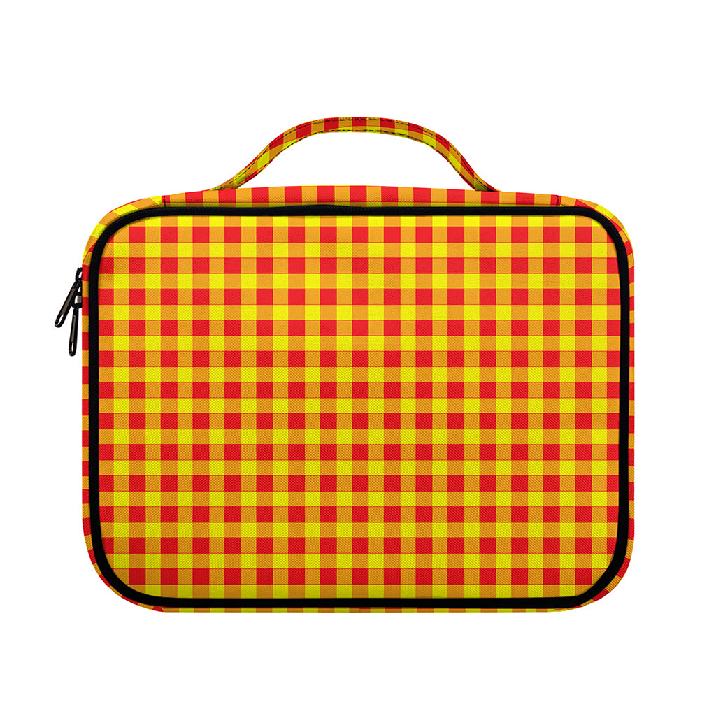 Red And Yellow Check Pattern Print Briefcase Bible Bag