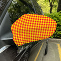 Red And Yellow Check Pattern Print Car Side Mirror Covers