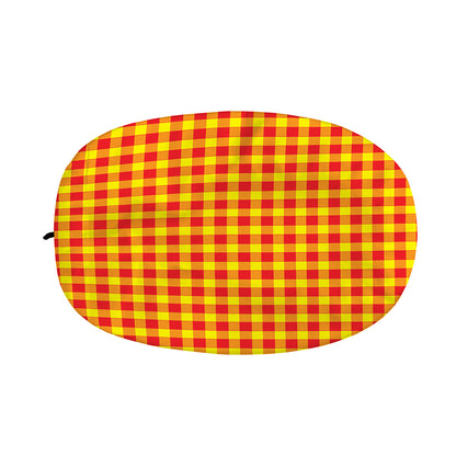 Red And Yellow Check Pattern Print Car Side Mirror Covers