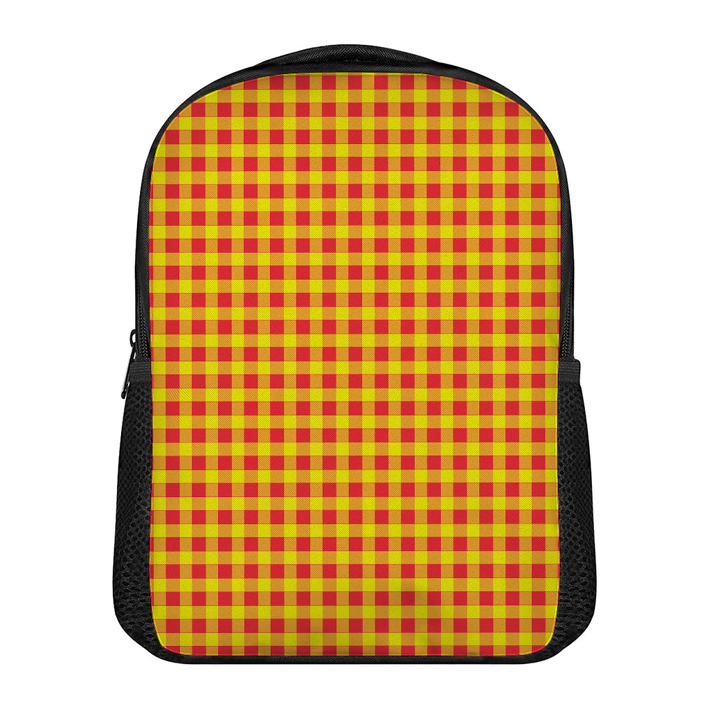 Red And Yellow Check Pattern Print Casual Backpack
