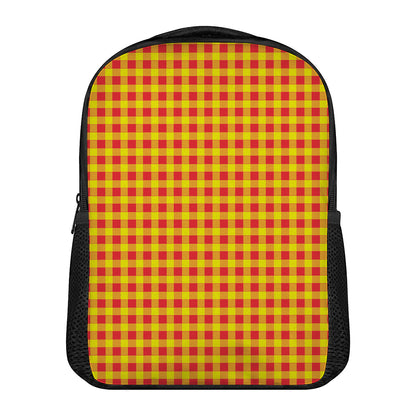 Red And Yellow Check Pattern Print Casual Backpack