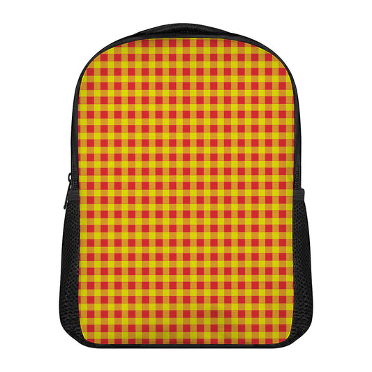 Red And Yellow Check Pattern Print Casual Backpack