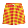 Red And Yellow Check Pattern Print Cotton Shorts