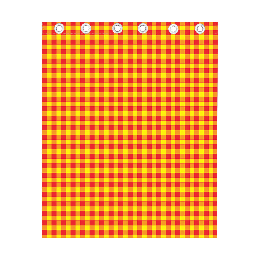 Red And Yellow Check Pattern Print Curtain