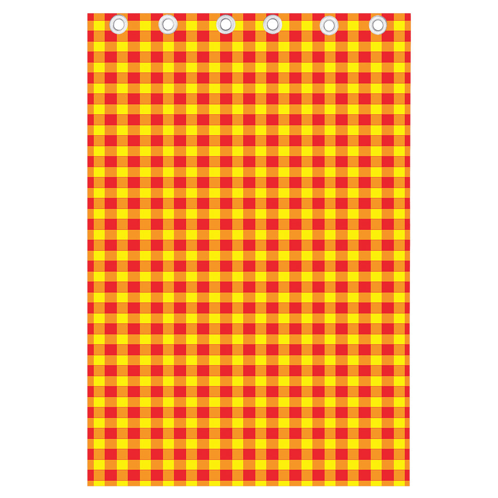 Red And Yellow Check Pattern Print Curtain