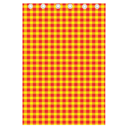 Red And Yellow Check Pattern Print Curtain