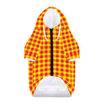 Red And Yellow Check Pattern Print Dog Zip Up Hoodie