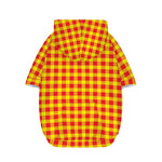 Red And Yellow Check Pattern Print Dog Zip Up Hoodie