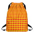 Red And Yellow Check Pattern Print Drawstring Backpack