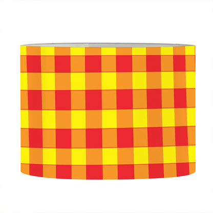 Red And Yellow Check Pattern Print Drum Lamp Shade
