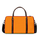 Red And Yellow Check Pattern Print Duffle Bag