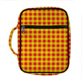 Red And Yellow Check Pattern Print Front Pocket Bible Bag