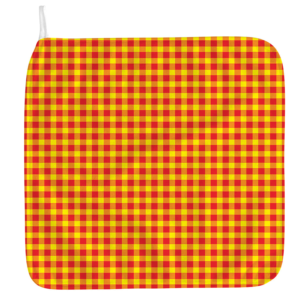 Red And Yellow Check Pattern Print Hand Towel