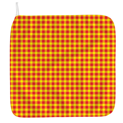 Red And Yellow Check Pattern Print Hand Towel