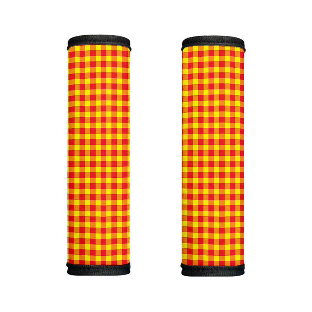 Red And Yellow Check Pattern Print Handle Covers