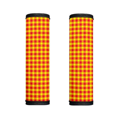 Red And Yellow Check Pattern Print Handle Covers