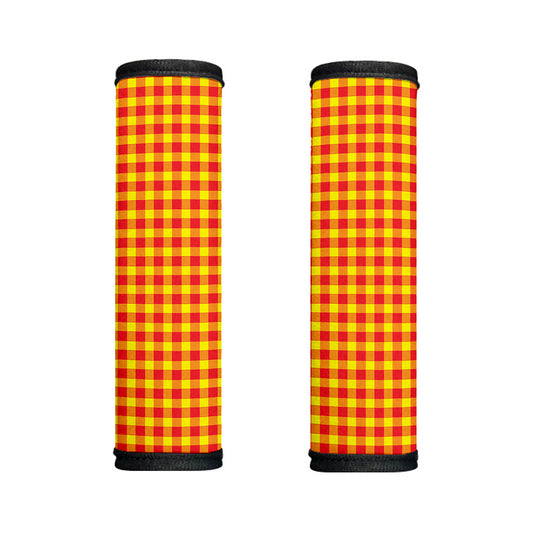 Red And Yellow Check Pattern Print Handle Covers