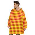 Red And Yellow Check Pattern Print Hoodie Blanket