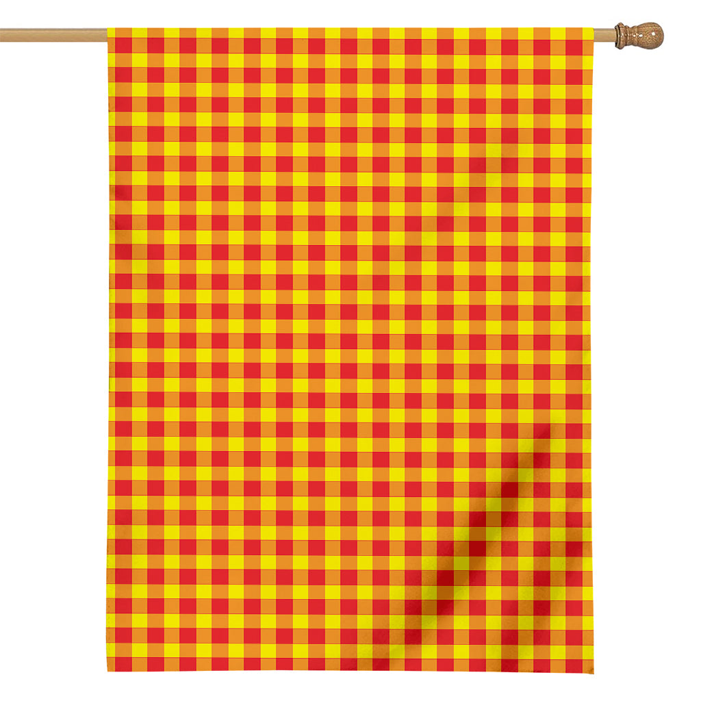 Red And Yellow Check Pattern Print House Flag