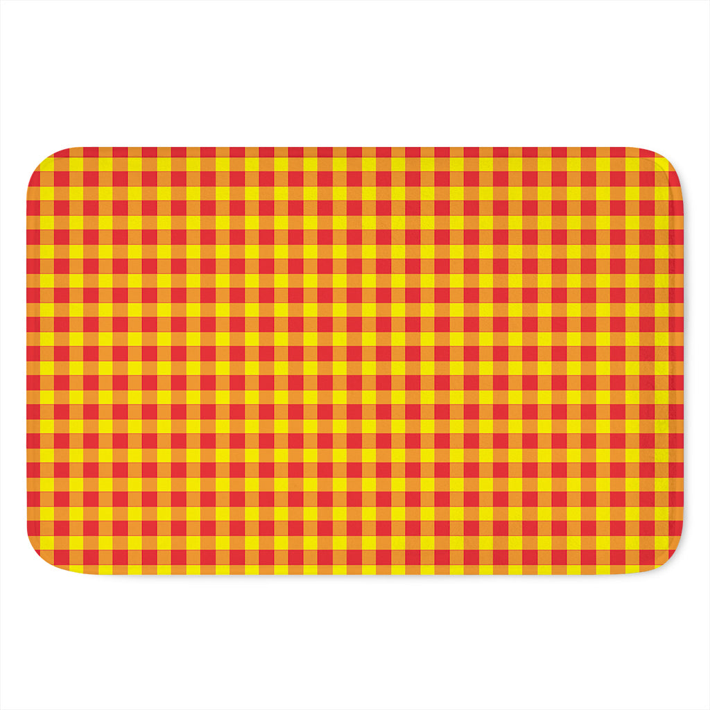 Red And Yellow Check Pattern Print Indoor Door Mat