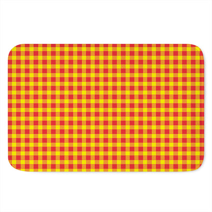 Red And Yellow Check Pattern Print Indoor Door Mat