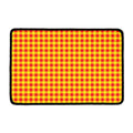 Red And Yellow Check Pattern Print Kitchen Mat