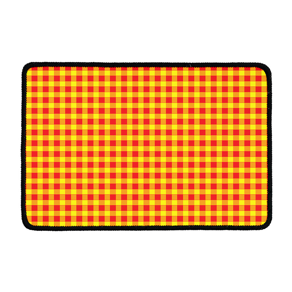 Red And Yellow Check Pattern Print Kitchen Mat
