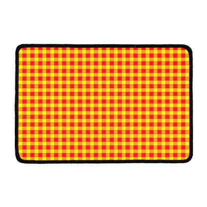Red And Yellow Check Pattern Print Kitchen Mat