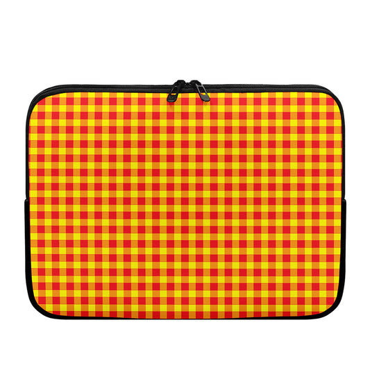 Red And Yellow Check Pattern Print Laptop Sleeve