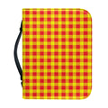 Red And Yellow Check Pattern Print Leather Bible Cover
