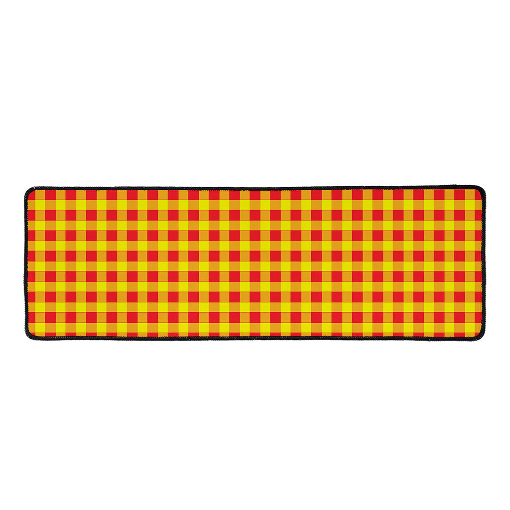 Red And Yellow Check Pattern Print Long Kitchen Mat
