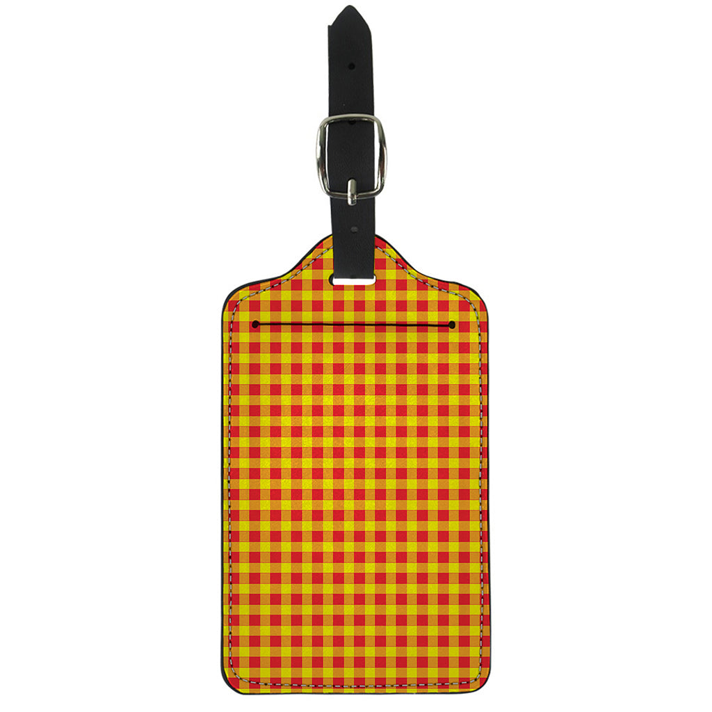 Red And Yellow Check Pattern Print Luggage Tag
