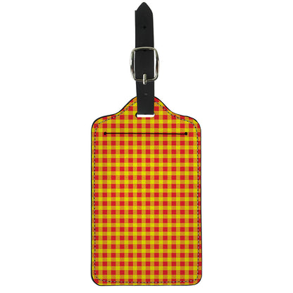 Red And Yellow Check Pattern Print Luggage Tag
