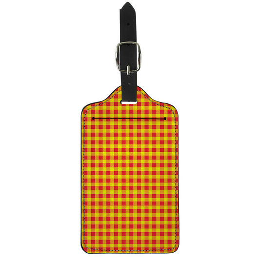 Red And Yellow Check Pattern Print Luggage Tag
