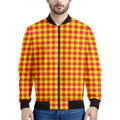 Red And Yellow Check Pattern Print Men's Bomber Jacket