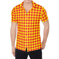 Red And Yellow Check Pattern Print Men's Shirt