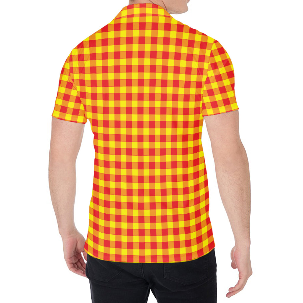 Red And Yellow Check Pattern Print Men's Shirt
