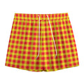 Red And Yellow Check Pattern Print Mesh Shorts