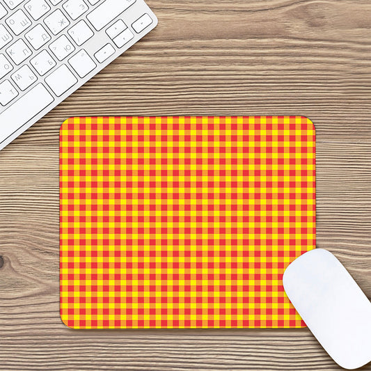 Red And Yellow Check Pattern Print Mouse Pad