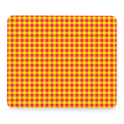 Red And Yellow Check Pattern Print Mouse Pad