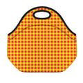 Red And Yellow Check Pattern Print Neoprene Lunch Bag