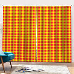 Red And Yellow Check Pattern Print Pencil Pleat Curtains