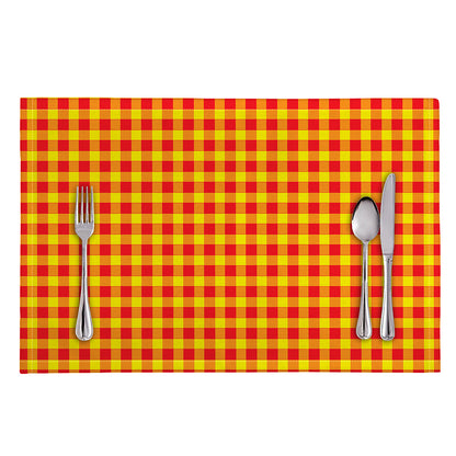 Red And Yellow Check Pattern Print Placemat